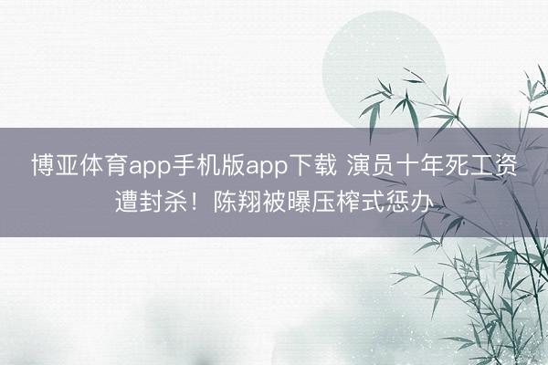 博亚体育app手机版app下载 演员十年死工资遭封杀！陈翔被曝压榨式惩办