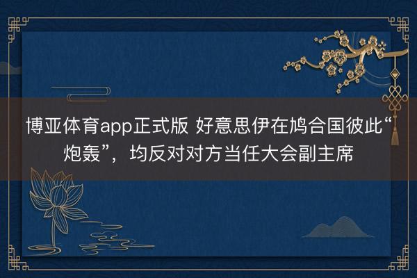 博亚体育app正式版 好意思伊在鸠合国彼此“炮轰”，均反对对方当任大会副主席